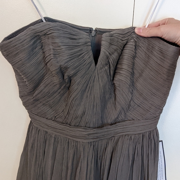 J.Crew Nadia Silk Chiffon Strapless Dress in Dark Gray - Picture 9 of 14